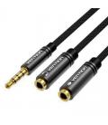 Cable estéreo vention bbwby/ jack 3.5 macho - 2x jack 3.5 hembra/ 30cm/ negro