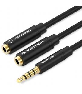 Cable estéreo vention bbvby/ jack 3.5 macho - 2x jack 3.5 hembra/ 30cm/ negro