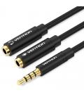Cable estéreo vention bbvby/ jack 3.5 macho - 2x jack 3.5 hembra/ 30cm/ negro