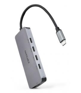 Hub USB Tipo-C Nanocable 10.16.4505/ 4xUSB Tipo-C/ 1xUSB Tipo-C DP/ Gris