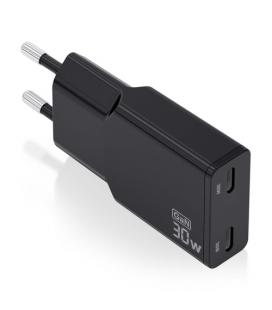 Cargador gan de pared aisens asch-30w2p049-bk/ 2xusb tipo-c/ 30w