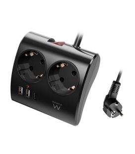 Ewent EW3871 base múltiple 1,5 m 3 salidas AC Interior Negro