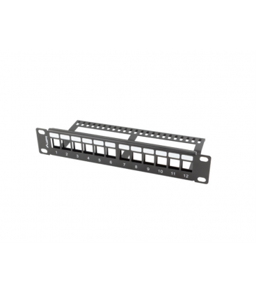 PATCH PANEL LANBERG 12 PUERTOS 1U RACK 19-ORGANIZADOR MODULOS KEYSTONE NEGRO