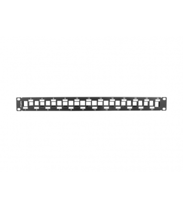 PATCH PANEL LANBERG 24PUERTOS 1U RACK 19 ESCALONADO ORGANIZADOR MOD KEYSTONE BK
