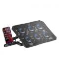 Mars Gaming MNBC23, Base Refrigeradora y Stand 16”, 6 Ventiladores Controlables con LED Azul, Stand 6 Posiciones, Soporte Smartp
