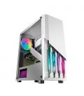 Mars Gaming MC-X2, Caja PC Gaming ATX, Frontal Acero FRGB, 2 Ventiladores 12cm FRGB, Ventana Lateral Completa, Blanco