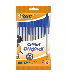 Bolígrafos de tinta de aceite bic cristal original 516352/ 10 unidades/ azules