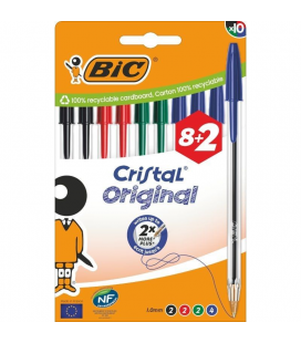 Bolígrafos de tinta de aceite bic cristal original 516355/ 10 unidades/ colores surtidos