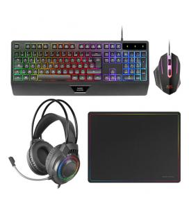 Mars Gaming MCP124PRO Combo RGB 4en1 Teclado H-Mech Ratón Auriculares Alfombrilla Español Negro