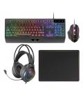 Mars Gaming MCP124PRO Combo RGB 4en1 Teclado H-Mech Ratón Auriculares Alfombrilla Español Negro