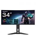 GIGABYTE Monitor de juegos curvo OLED WQHD MO34WQC2 de 34" - 3440 x 1440, 240Hz, 0.03ms, KVM, 250 cd/m², FreeSync Premium Pro, D