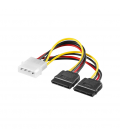 CABLE ALIMENTACION PC EWENT MACHO 5,25 PULGADAS A 2X SATA 0,13M