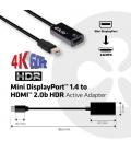 CLUB3D Mini DisplayPort 1.4 a HDMI 2.0b HDR Adpatador Activo