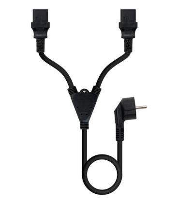 Cable alimentación nanocable 10.22.0100-l300/ schuko macho - 2 x c13 hembra/ 3m/ negro