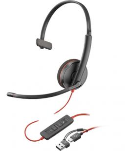 Auriculares poly monoaurales blackwire 3210 usb - c + adaptador usb - c - a