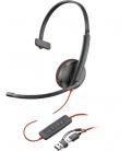 Auriculares poly monoaurales blackwire 3210 usb - c + adaptador usb - c - a