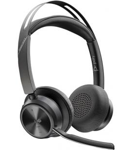 Auriculares poly voyager focus 2 usb - c - c con certificación microsoft teams + adaptador usb - c - a + base de carga