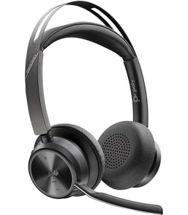 Auriculares poly voyager focus 2 usb - c - c con certificación microsoft teams + adaptador usb - c - a + base de carga