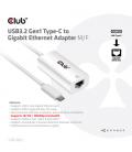 CLUB3D Adaptador USB 3.2 Tipo C RJ-45 Gigabit LAN M/F
