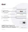 CLUB3D Adaptador USB 3.2 Tipo C RJ-45 Gigabit LAN M/F
