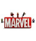 Lego marvel logotipo y figuras
