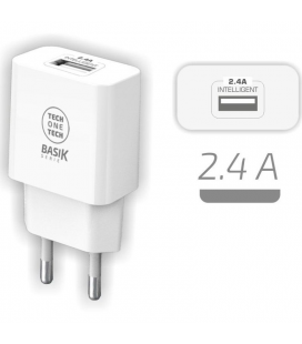 Cargador de pared tech one tech tec2904/ 1xusb/ 2.4a/ blanco