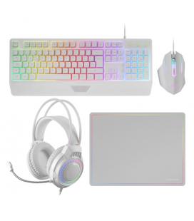 Pack gaming mars gaming mcp124prowes/ teclado + ratón óptico + auriculares + alfombrilla/ blanco
