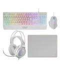 Pack gaming mars gaming mcp124prowes/ teclado + ratón óptico + auriculares + alfombrilla/ blanco