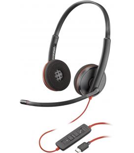 Auriculares poly blackwire 3220 estéreo usb - c + adaptador usb - c - a (paquete)