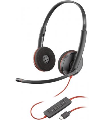 Auriculares poly blackwire 3220 estéreo usb - c negro + adaptador usb - c - a (paquete)