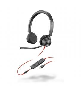 Auriculares poly estéreo blackwire 3325 con certificación microsoft teams usb - c + conector de 3 -5 mm + adaptador usb - c - a