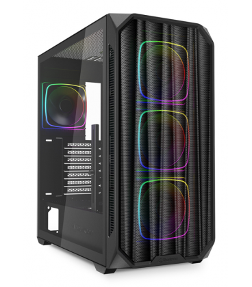 CAJA GAMING SHARKOON AK5M RGB ATX NEGRO 3XVENT 120MM 2XUSB SN FUENTE