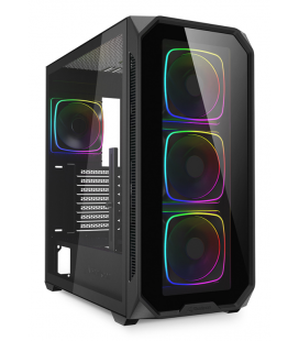 CAJA GAMING SHARKOON AK5G RGB ATX NEGRO 4XVENT 120MM 3XUSB SN FUENTE