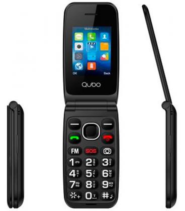 Teléfono móvil qubo neon2w-sos para personas mayores/ negro/ incluye base de carga