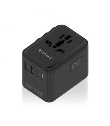 Cargador de pared universal gan aisens asps-2a3c09-bk/ toma de corriente universal/ 3xusb tipo-c/ 2xusb/ 35w