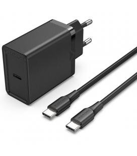 Cargador de pared vention fahbf-eu/ 1xusb tipo-c + 2x cable usb tipo-c/ 25w