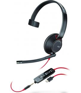 Auriculares poly blackwire 5210 monaural usb - c + conector de 3 -5 mm + adaptador usb - c - a (bulk)