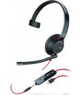 Auriculares poly blackwire 5210 monaural usb - c + conector de 3 -5 mm + adaptador usb - c - a (bulk)