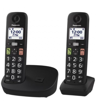Teléfono inalámbrico panasonic kx-tgu112exb/ pack duo/ negro