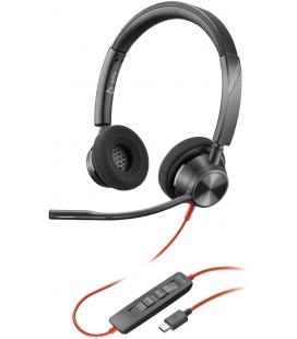 Auriculares poly estéreo blackwire 3325 con certificación microsoft teams usb - c + conector de 35 mm + adaptador usb - c - a
