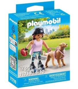 Playmobil patinadora con retriever