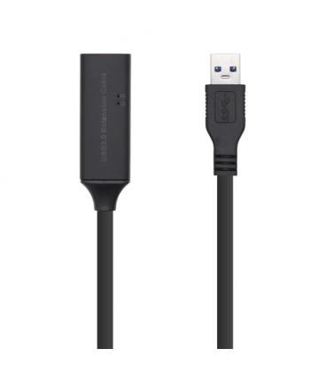 Cable Alargador USB 3.0 con Amplificador Aisens A105-0408/ USB Macho - USB Hembra/ Hasta 9W/ 625Mbps/ 10m/ Negro