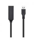 Cable Alargador USB 3.0 con Amplificador Aisens A105-0408/ USB Macho - USB Hembra/ Hasta 9W/ 625Mbps/ 10m/ Negro