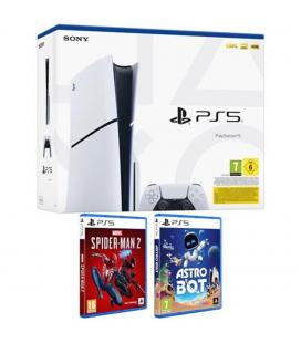Consola ps5 sony playstation 5 slim 1tb chasis d + spiderman 2 + astro bot