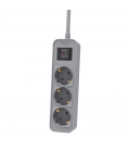 Regleta con interruptor philips chp2134g/ 3 tomas de corriente/ cable 1.5m/ gris