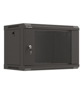 ARMARIO LANBERG MURAL RACK 19" 6U 540X350 FLAT PACK NEGRO PUERTA CRISTAL