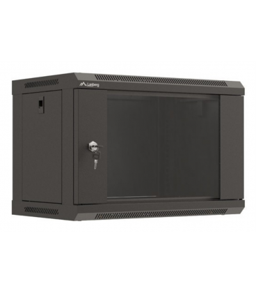 ARMARIO LANBERG MURAL RACK 19" 6U 540X350 FLAT PACK NEGRO PUERTA CRISTAL
