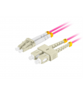 CABLE DE FIBRA OPTICA LANBERG 1M MULTI LC/UPC-SC/UPC DUPLEX LSZH OM4 50/125 3.0
