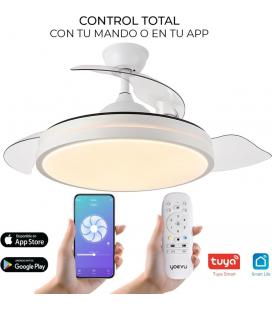Yoevu ventilador techo eos dc 72w 6120lm blanco 3 aspas desplegables 32x47x50 107 diametro. 3 colores control remoto + temporiz