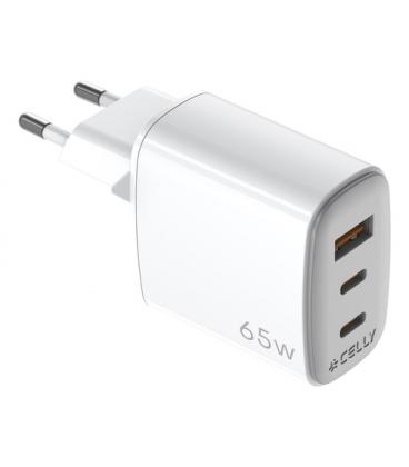 Celly UPTC1USB2USBC65 cargador de dispositivo móvil Smartphone, Tableta, Teléfono Blanco USB Interior